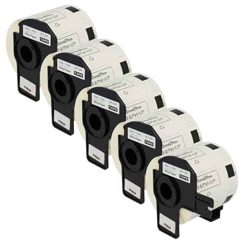 vhbw 5x Etiketten-Rolle mit Halter 62mm x 29mm (800 Etiketten) kompatibel mit Brother PT QL-650, QL650TD, QL-700, QL-710 Etiketten-Drucker von vhbw