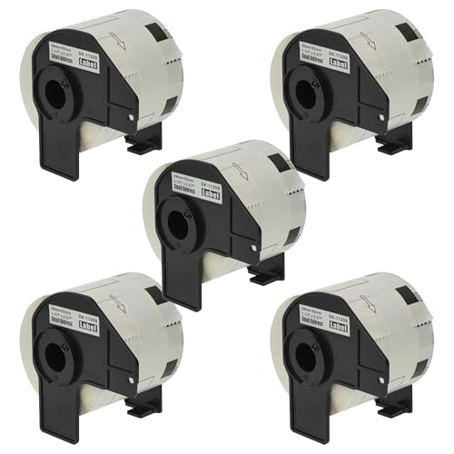 vhbw 5x Etiketten-Rolle mit Halter 62mm x 29mm (800 Etiketten) kompatibel mit Brother PT QL1060N, QL-1060 Etiketten-Drucker - Premium von vhbw