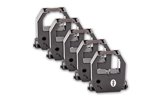 vhbw 5x Farbband Schriftband kompatibel mit Amano EX-3500, EX3500, EX9200, EX9100, EX6200N, EX6400N Nadeldrucker, Bondrucker - Schwarz von vhbw