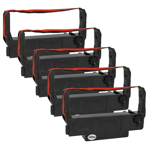 vhbw 5x Farbband Schriftband kompatibel mit Schultes FD-2, FD-5 Nadeldrucker, Bondrucker - Schwarz, Rot von vhbw