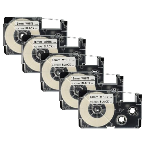 vhbw 5x Schriftband-Kassette Ersatz für Casio XR-18WE, XR-18WE1 für Etiketten-Drucker 18mm Schwarz auf Weiß vhbw 5x Schriftband-Kassette Ersatz für Casio XR-18WE, XR-18WE1 für Etiketten-Drucker 18mm Schwarz auf Weiß von vhbw