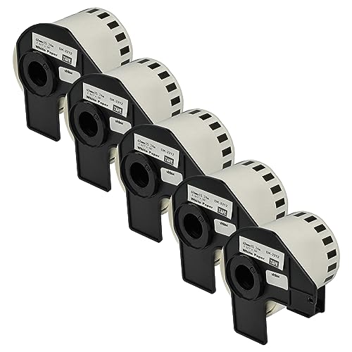 vhbw 5x Etiketten-Rolle mit Halter 62mm x 15,24m (1 Etikette) Ersatz für Brother DK-22212 für Etiketten-Drucker von vhbw