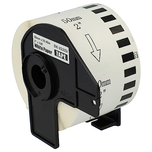 vhbw Etiketten-Rolle 50mm x 30,48m kompatibel mit Brother PT QL-1110NWBC, QL-1110NWB Etiketten-Drucker - Premium von vhbw