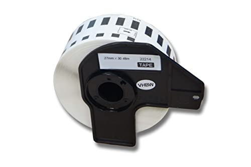 vhbw Etiketten-Rolle mit Halter 27mm x 30,48m (1 Etikette) kompatibel mit Brother PT QL720NW Etiketten-Drucker von vhbw