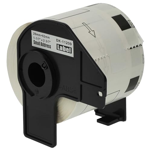 vhbw Etiketten-Rolle mit Halter 62mm x 29mm (800 Etiketten) kompatibel mit Brother PT QL-580N, QL-650, QL-580 Etiketten-Drucker - Premium von vhbw