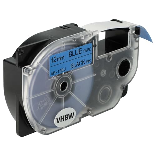 vhbw Kassette Patronen Schriftband 12mm kompatibel mit Casio KL-60, KL-120, KL-70E, KL-100E, KL-300, KL-750E, KL-780, KL-1500, KL-7000 Ersatz für XR-12BU, XR-12BU1. von vhbw