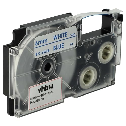 vhbw 1x Schriftband-Kassette kompatibel mit Casio KL-200, KL-130, KL-100E, KL-120, KL-1500, CW-L300 Etiketten-Drucker 8m x 6mm Blau auf Weiß vhbw 1x Schriftband-Kassette kompatibel mit Casio KL-200, KL-130, KL-100E, KL-120, KL-1500, CW-L300 Etiketten-Drucker 8m x 6mm Blau auf Weiß von vhbw