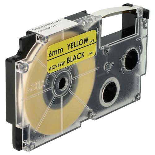 vhbw Kassette Patronen Schriftband 6mm kompatibel mit Casio KL-7400, KL-750E, KL-780, KL-8100, KL-820, KL-8200, KL-C500, KL-P1000 Ersatz für XR-6YW, XR-6YW1. von vhbw