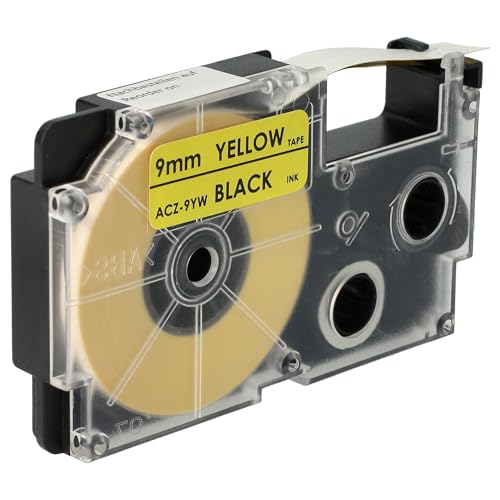 vhbw Kassette Patronen Schriftband 9mm kompatibel mit Casio KL-130, KL-200, KL-2000, KL-200E, KL-7200, KL-7400, KL-G2, KL-HD1 Ersatz für XR-9YW, XR-9YW1. von vhbw