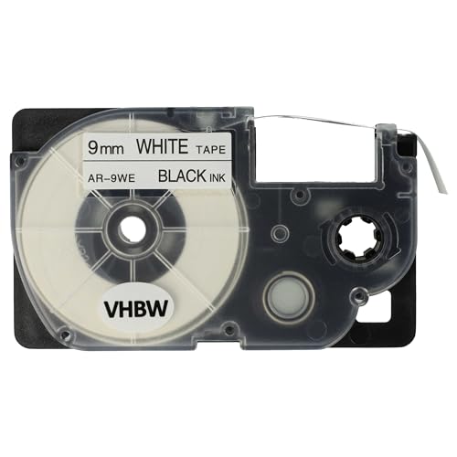 vhbw Label Tape Kassette Patronen Schriftband 9mm kompatibel mit Casio KL-7000, KL-70E, KL-7400, KL-750E, KL-780, KL-8100, KL-820 XR-9WE1, XR-9WE. von vhbw