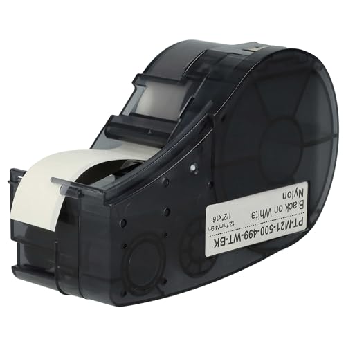 vhbw Schriftband-Kassette Ersatz für Brady BM21-500-499 für Etiketten-Drucker 12,7mm Schwarz auf Weiß, Nylon von vhbw