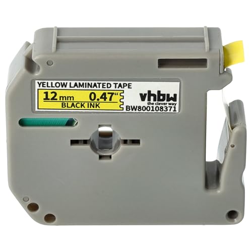 vhbw Schriftband-Kassette Ersatz für Brother M-K631 für Etiketten-Drucker 12mm Schwarz auf Gelb von vhbw