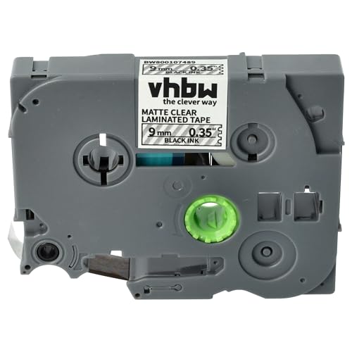 vhbw Schriftband-Kassette Ersatz für Brother TZ-221, TZE-221 für Etiketten-Drucker 8m x 9mm Schwarz auf Matt-Transparent von vhbw