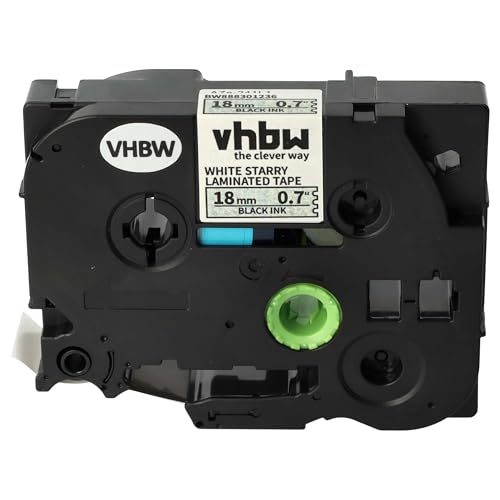 vhbw Schriftband-Kassette Ersatz für Brother TZE-241L1 für Etiketten-Drucker 8m x 18mm Schwarz auf Weiss (Glitter), Laminiert von vhbw