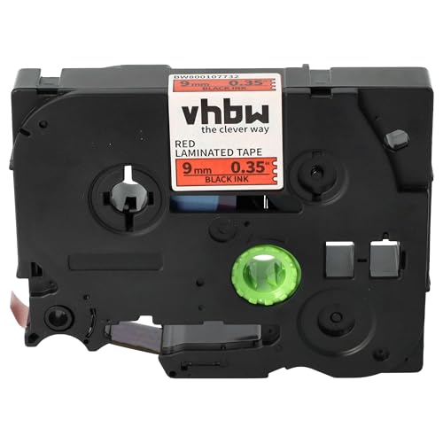 vhbw Schriftband-Kassette Ersatz für Brother TZE-421 für Etiketten-Drucker 8m x 9mm Schwarz auf Rot von vhbw