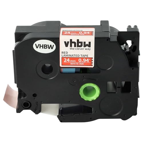 vhbw Schriftband-Kassette Ersatz für Brother TZE-455, TZ-455 für Etiketten-Drucker 8m x 24mm Weiß auf Rot von vhbw