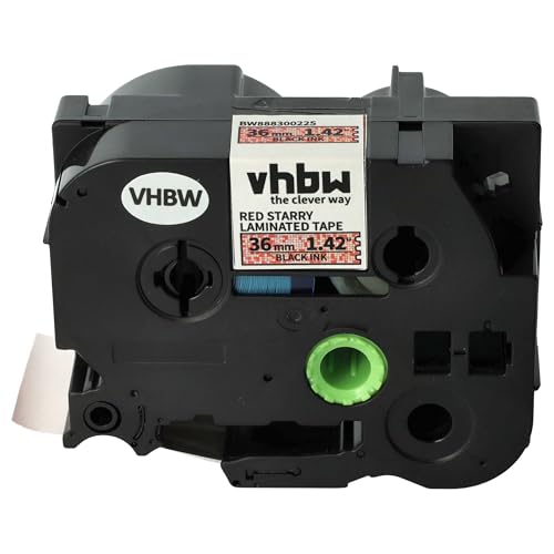 vhbw Schriftband-Kassette Ersatz für Brother TZE-461L1 für Etiketten-Drucker 8m x 36mm Schwarz auf Rot (glitzernd), Laminiert von vhbw