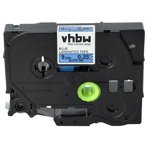 vhbw Schriftband-Kassette Ersatz für Brother TZE-521 für Etiketten-Drucker 8m x 9mm Schwarz auf Blau von vhbw