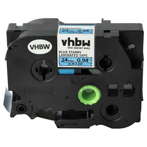 vhbw Schriftband-Kassette Ersatz für Brother TZE-551L1 für Etiketten-Drucker 8m x 24mm Schwarz auf Blau, Laminiert von vhbw