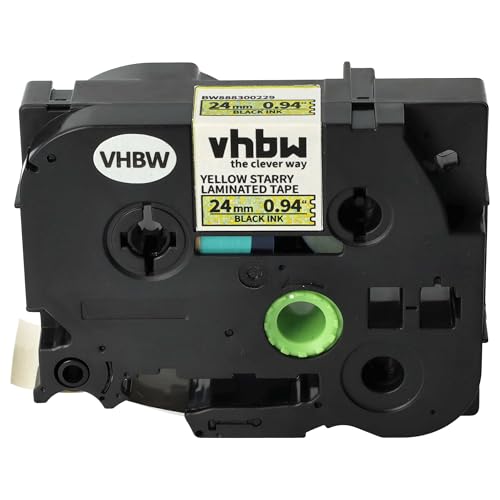 vhbw Schriftband-Kassette Ersatz für Brother TZE-651L1 für Etiketten-Drucker 8m x 24mm Schwarz auf Gelb, Laminiert von vhbw