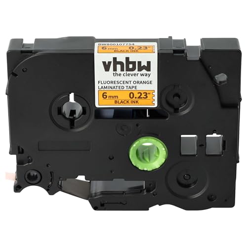 vhbw Schriftband-Kassette Ersatz für Brother TZE-B11 für Etiketten-Drucker 8m x 6mm Schwarz auf Neon-Orange von vhbw