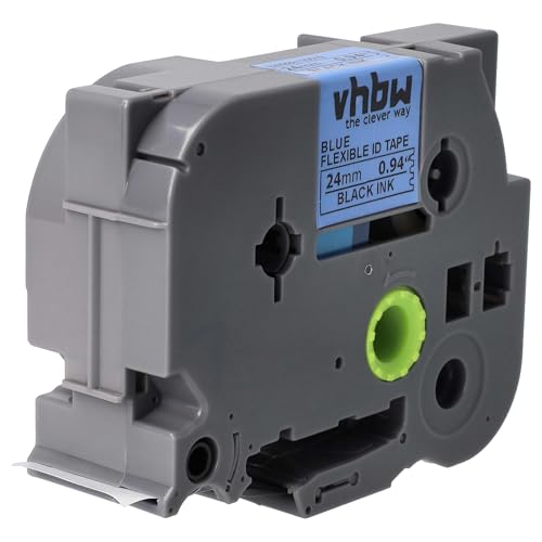 vhbw Schriftband-Kassette Ersatz für Brother TZE-FX551, TZFX551, TZeFX551 für Etiketten-Drucker 8m x 24mm Schwarz auf Blau, Flexibel, Laminiert von vhbw