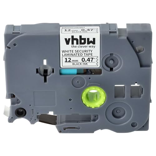 vhbw Schriftband-Kassette Ersatz für Brother TZE-SE3, TZ-SE3 für Etiketten-Drucker 8m x 12mm Schwarz auf Weiß Sicherheitsband von vhbw