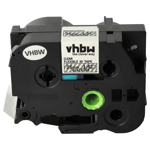 vhbw Schriftband-Kassette Ersatz für Brother TZeFX161, TZE-FX161 für Etiketten-Drucker 8m x 36mm Schwarz auf Transparent, Flexibel, Laminiert von vhbw