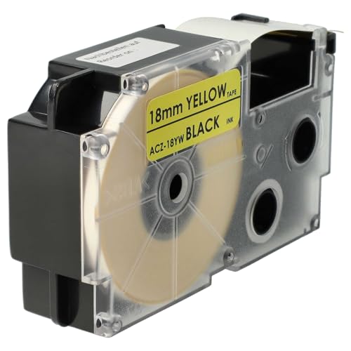 vhbw Schriftband-Kassette Ersatz für Casio XR-18YW, XR-18YW1 für Etiketten-Drucker 18mm Schwarz auf Gelb, pet+ RESIN von vhbw