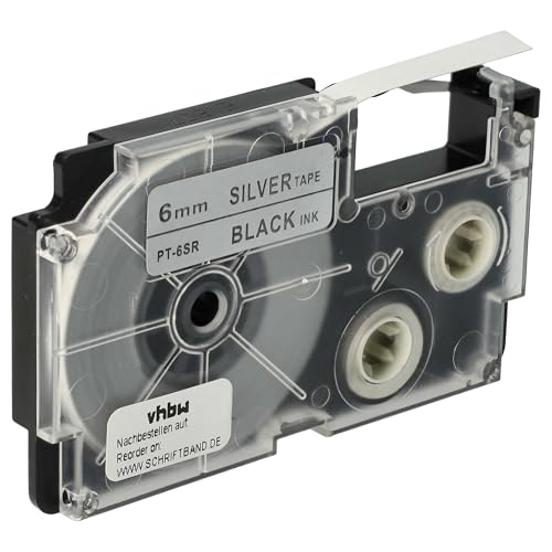 vhbw Schriftband-Kassette Ersatz für Casio XR-6SR1, XR-6SR für Etiketten-Drucker 8m x 6mm Schwarz auf Silber vhbw Schriftband-Kassette Ersatz für Casio XR-6SR1, XR-6SR für Etiketten-Drucker 8m x 6mm Schwarz auf Silber von vhbw