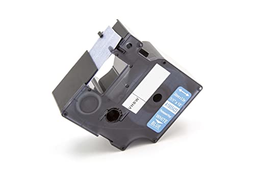vhbw Schriftband-Kassette Ersatz für Dymo 1805423 für Etiketten-Drucker 24mm Weiß auf Blau, Vinyl von vhbw