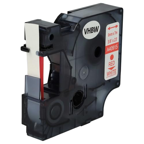 vhbw Schriftband-Kassette Ersatz für Dymo D1, 40915 für Etiketten-Drucker 7m x 9mm Rot auf Weiß von vhbw