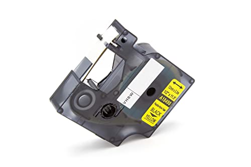 vhbw Schriftband-Kassette Nylon 12mm kompatibel mit Etikettendrucker 3M PL100, PL200, PL300 Ersatz für Dymo 18490. von vhbw