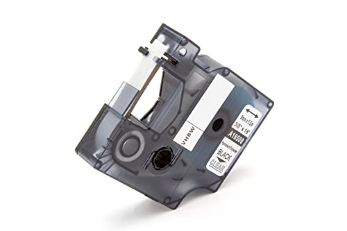 vhbw Schriftband-Kassette kompatibel mit Dymo Rhino 4200, 5000, 5200, 6000, 1000, 3000 Etiketten-Drucker 9mm Schwarz auf Transparent, Polyester von vhbw