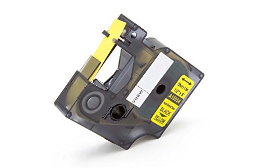 vhbw Schriftband-Kassette kompatibel mit 3M PL200, PL300 Etiketten-Drucker Schwarz auf Gelb, Schrumpfschlauch-Kassette, 12 mm von vhbw