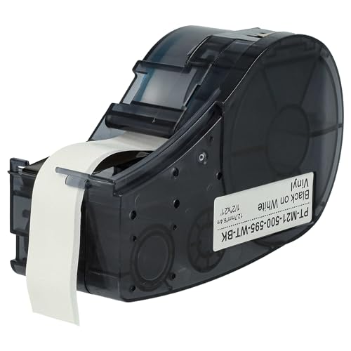 vhbw Schriftband-Kassette kompatibel mit Brady BMP21-LAB, BMP21 Plus, IDPAL, LABPAL Etiketten-Drucker 12,7mm Schwarz auf Weiß, Vinyl von vhbw