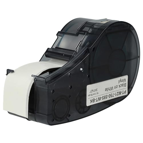 vhbw Schriftband-Kassette kompatibel mit Brady BMP21-LAB, BMP21 Plus, IDPAL, LABPAL Etiketten-Drucker 19,05mm Schwarz auf Weiß, Vinyl von vhbw