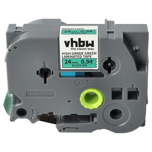vhbw Schriftband-Kassette kompatibel mit Brother PT 9500 PC, 9700 PC, 9800 PCN, PT9800PCN, PT9700PC, PTE100 Etiketten-Drucker 24mm Schwarz auf Grün von vhbw