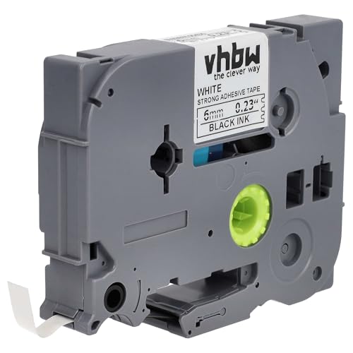vhbw Schriftband-Kassette kompatibel mit Brother PT H101C, H101GB, H101, H100R Etiketten-Drucker 8m x 6mm Schwarz auf Weiß, Extra Stark, Laminiert von vhbw