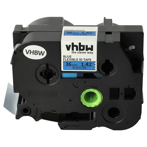vhbw Schriftband-Kassette kompatibel mit Brother PT RL700S, P900W, P950NW, P950W Etiketten-Drucker 8m x 36mm Schwarz auf Blau, Flexibel, Laminiert von vhbw