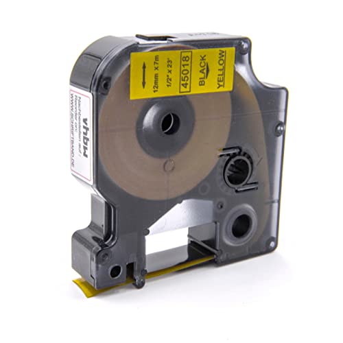 vhbw Schriftband-Kassette kompatibel mit Dymo 1000, 1000+, 2000, 3500, 4500, 5000, 5500 Etiketten-Drucker 12mm Schwarz auf Gelb von vhbw