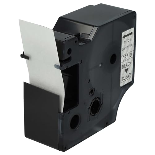 vhbw Schriftband-Kassette kompatibel mit Dymo LabelManager 300, 400, 450, 450D, 500, 500TS Etiketten-Drucker 24mm Schwarz auf Transparent von vhbw