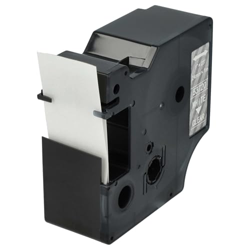 vhbw Schriftband-Kassette kompatibel mit Dymo LabelWriter Duo 400, Duo, Duo 450 Etiketten-Drucker 7m x 24mm Weiß auf Transparent von vhbw