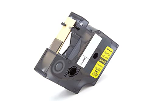 vhbw Schriftband-Kassette kompatibel mit Dymo Rhino 4200, 5000, 5200, 6000, 1000, 3000 Etiketten-Drucker 12mm Schwarz auf Gelb, Vinyl von vhbw