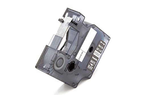 vhbw Schriftband-Kassette kompatibel mit Dymo Rhino 4200, 5000, 5200, 6000, 1000, 3000 Etiketten-Drucker 9mm Weiß auf Schwarz, Vinyl von vhbw