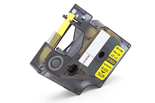 vhbw Schriftband-Kassette kompatibel mit Dymo Rhino 4200, 5200, 6000 Etiketten-Drucker Schwarz auf Gelb, Schrumpfschlauch-Kassette, 9 mm von vhbw