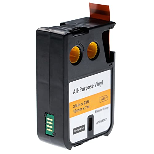 vhbw 1x Schriftband-Kassette kompatibel mit Dymo XTL 500 Series, 300 Series Etiketten-Drucker 19mm Schwarz auf Orange, Vinyl von vhbw