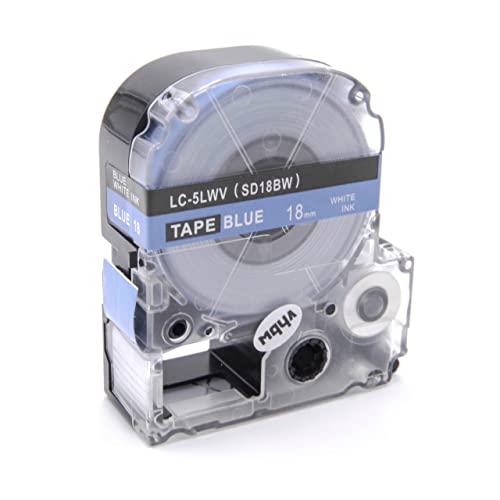vhbw Schriftband-Kassette kompatibel mit Epson LM-700, LW-400, LW-500, LW-900P, OK200, OK300, OK500P, OK720 Etiketten-Drucker 18mm Weiß auf Blau vhbw Schriftband-Kassette kompatibel mit Epson LM-700, LW-400, LW-500, LW-900P, OK200, OK300, OK500P, OK720 Etiketten-Drucker 18mm Weiß auf Blau von vhbw