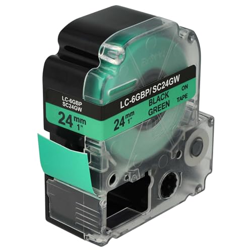 vhbw Schriftband-Kassette kompatibel mit Epson LabelWorks LW-1000P, LW-600P, LW-900P, LW-700 Etiketten-Drucker 24mm Schwarz auf Grün vhbw Schriftband-Kassette kompatibel mit Epson LabelWorks LW-1000P, LW-600P, LW-900P, LW-700 Etiketten-Drucker 24mm Schwarz auf Grün von vhbw