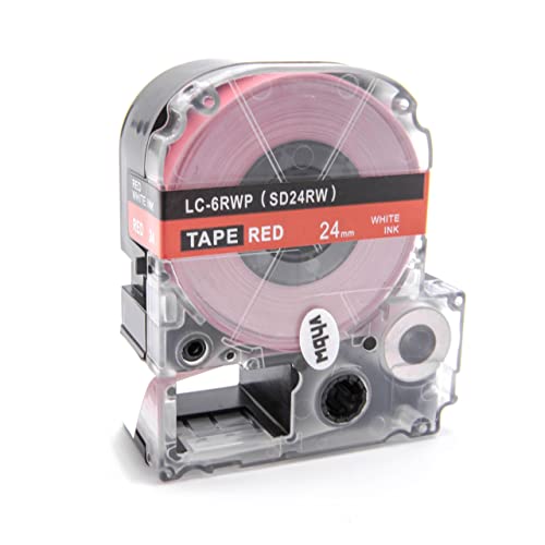 vhbw Schriftband-Kassette kompatibel mit Epson LabelWorks LW-1000P, LW-600P Etiketten-Drucker 24mm Weiß auf Rot von vhbw